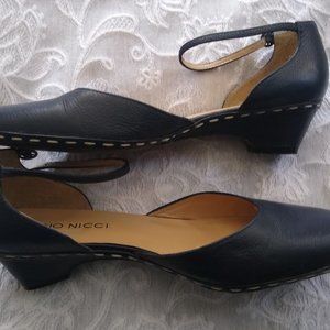 Gino Nicci Navy Blue Leather Ankle Strap Shoes